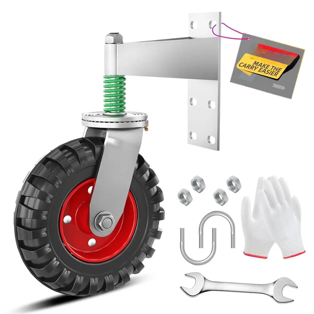 Gate Wheel 8inch Fence Gate Wheel for Metal Tube Gate 600lb Capacity 360  Rotation Spring- Heavy Duty Gate Caster with Screws &