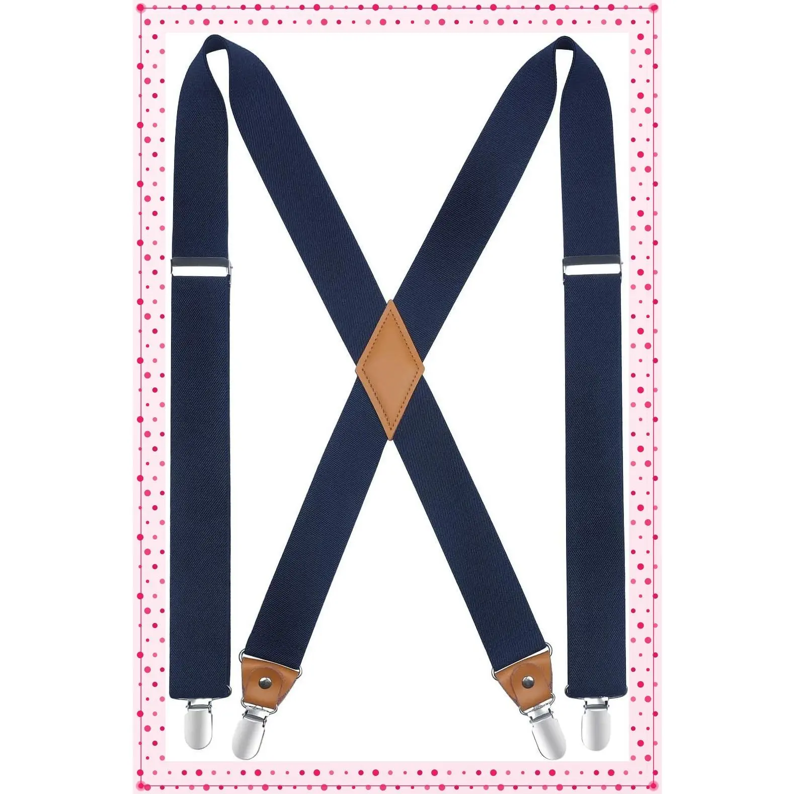 Suspenders for Men X-Back 1.4" Adjustable Elastic Suspender Braces Strong 4 Clips for Work Trousers WeddingGift