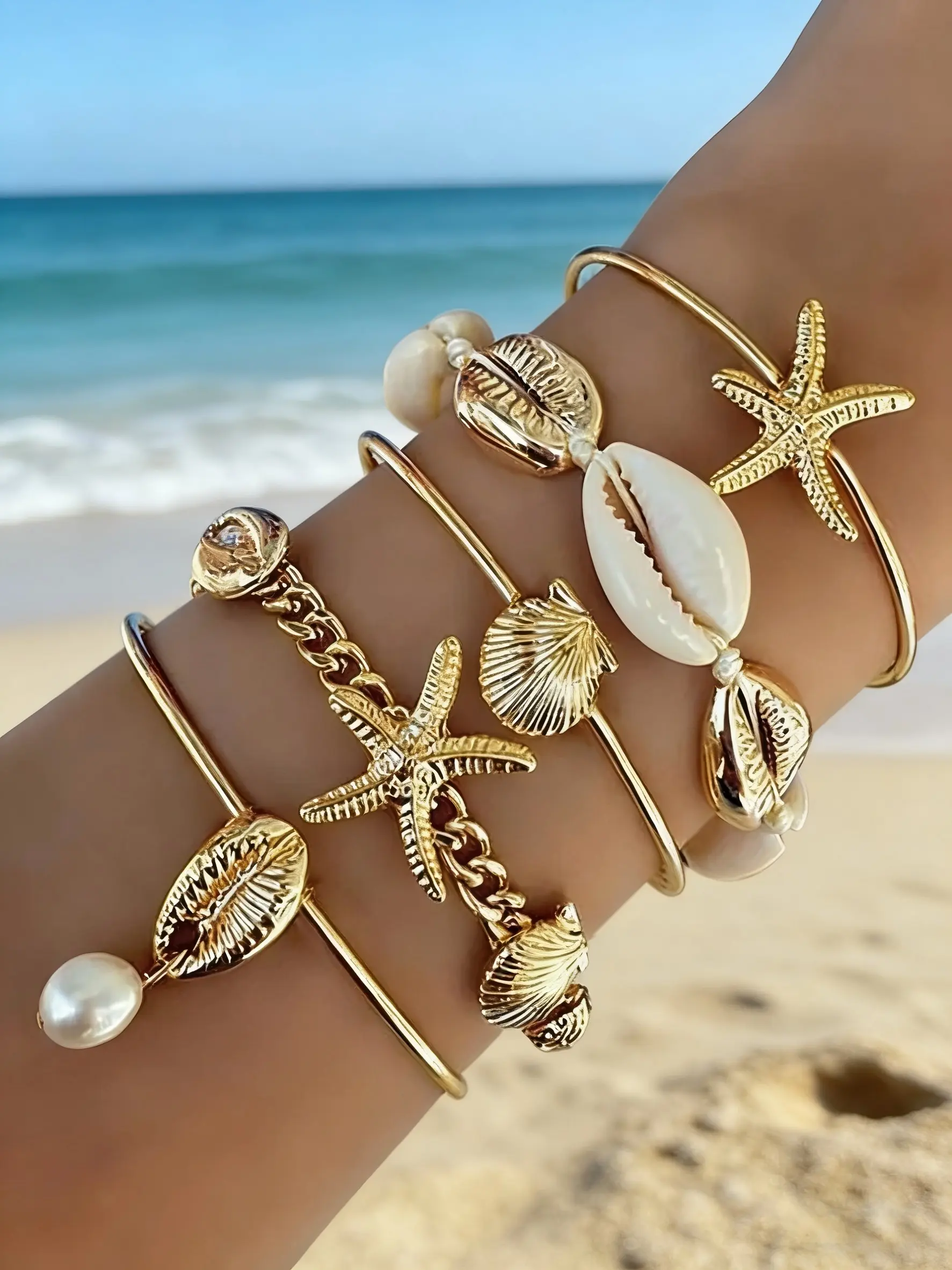 5pcs in 1 Set Beach Element Accessory Set, Featuring Shells and ...