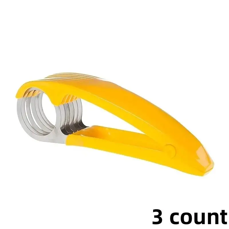 Banana Slicer, 3 Counts Stainless Steel Blade Banana Cutter, Kitchen Gadget for Cucumber, Ham, Fruit & Vegetable Utensils