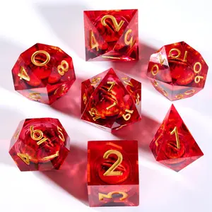 Sharp Edge Multi-Face Dice Set, 7-Die D&d Rpg Game Dice, Handmade Resin Dice for Tabletop Games, Dragon & Dungeon Mtg Accessories