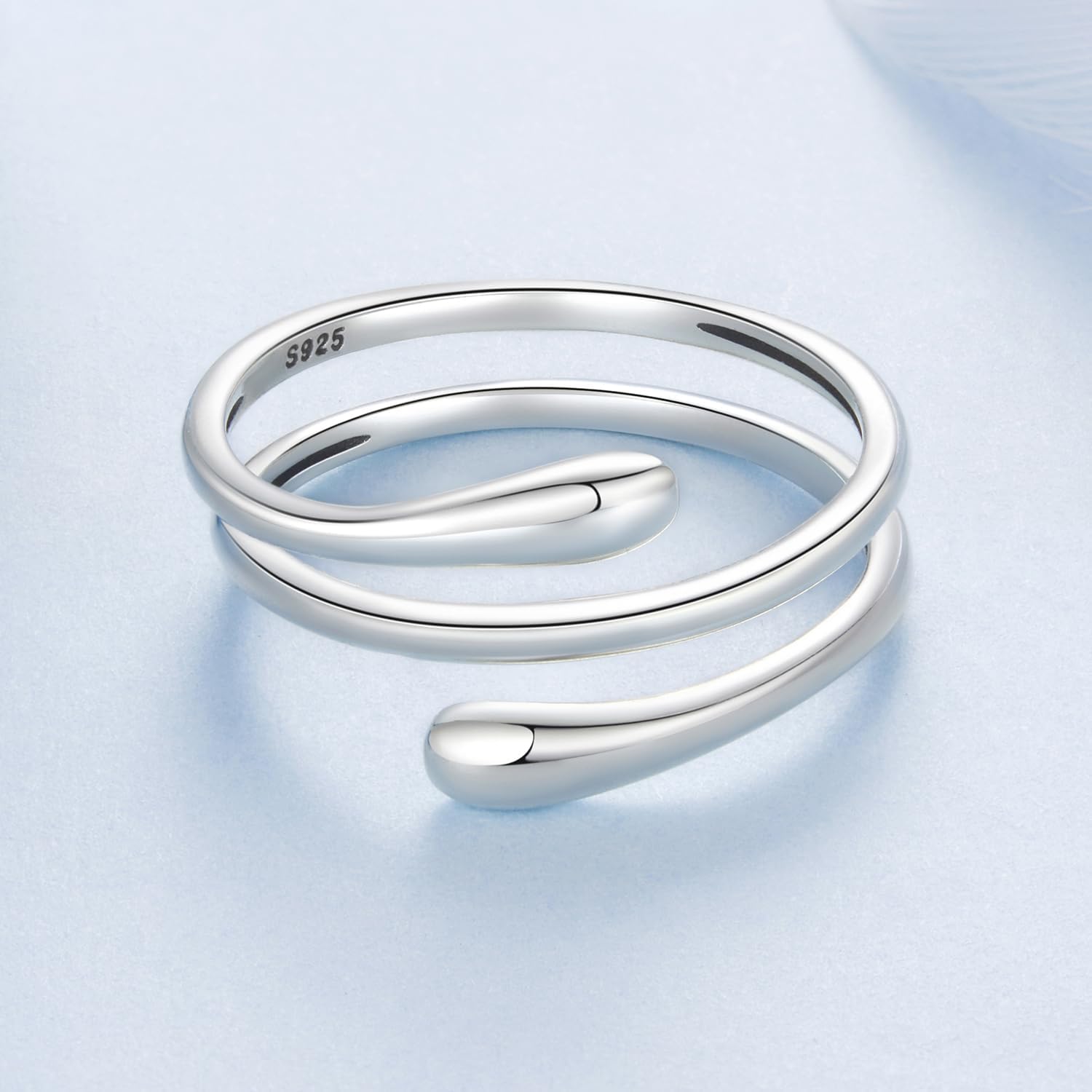 925 Sterling Silver Simple Multi-layer Leaf Adjustable Ring Green Lucky Leaves Statement Ring for Women Promise Ring Fine Jewelry