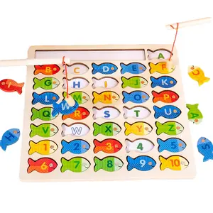 Montessori Wooden Letter Fishing Game | Magnetic Alphabet Puzzle Board | Educational Color Matching Toy for Kids