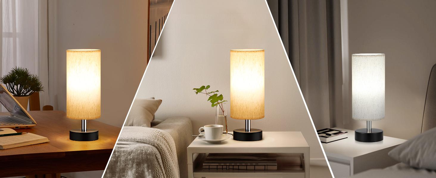 Small Table Lamp for Bedroom Set of 2 - Bedside Lamps for Night Stands, Minimalist Nightstand Light Lamp, Desk Lamps for Reading Room, Kids Room, Living Room, Office, Dorm