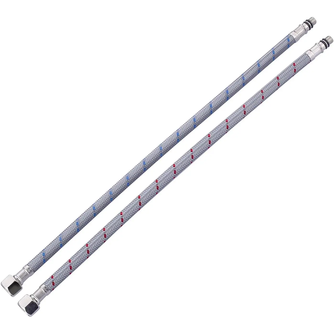 Faucet  Lines: 16" Length Bathroom Kitchen Faucet Sink Hose with 3/8" Female Compression Thread x M8 Male Connector, Braided Nylon cUPC Water  Line 2 count