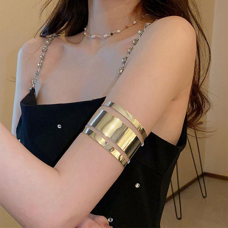 Silver Wide Cuff Bangle for Women, Minimalist Open Cuff Bracelet, Chunky Statement Jewelry for Daily Wear & Party