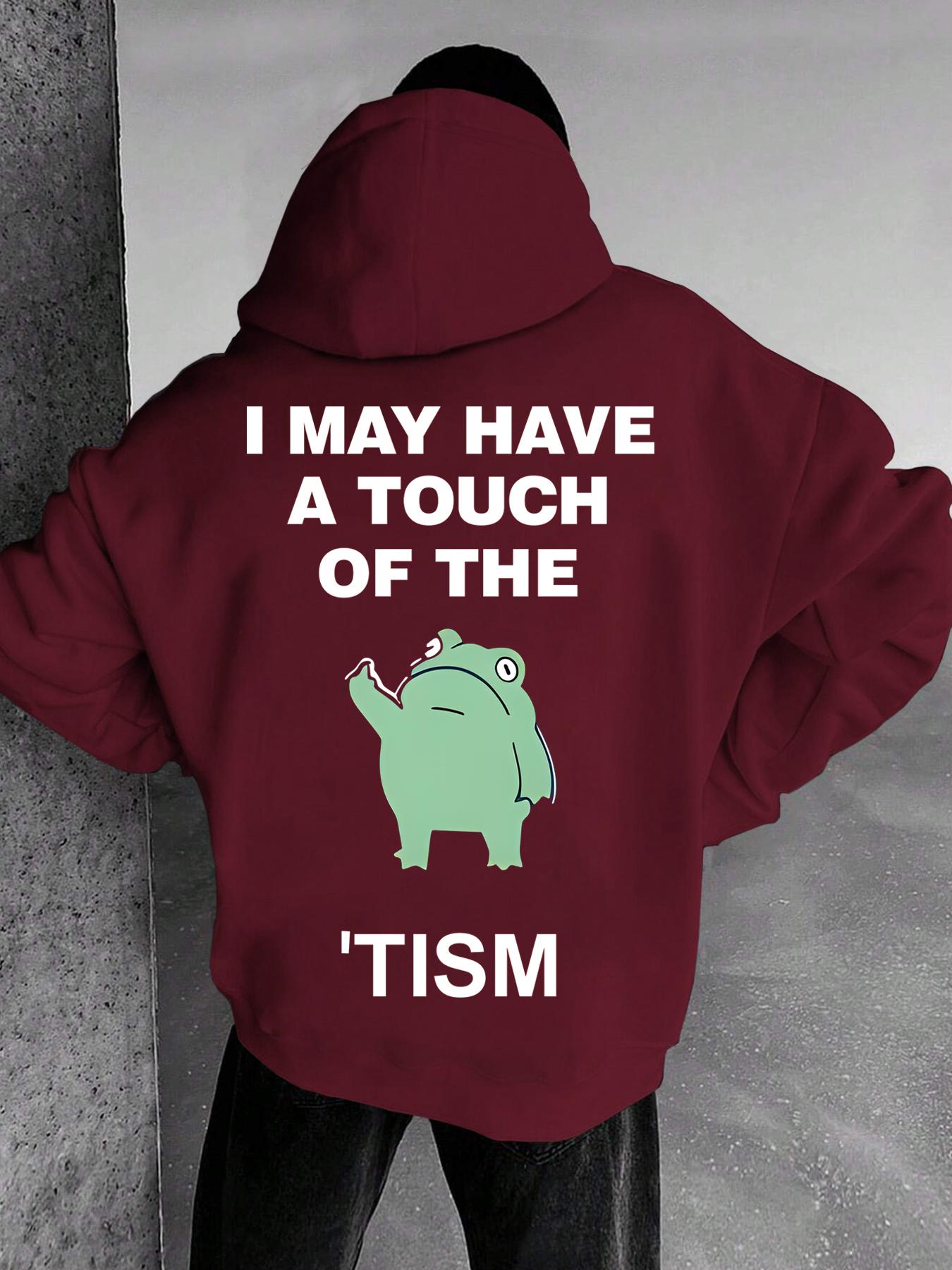 Men's Slogan & Frog Print Drawstring Fuzzy Hoodie, Loose Casual Street Comfy Fashion Long Sleeve Kangaroo Pocket Design Thermal Lined Hooded Sweatshirt for Daily Holiday Outdoor Wear, Men Clothes for Fall & Winter, Menswear, Cartoon Print Sweatshirt