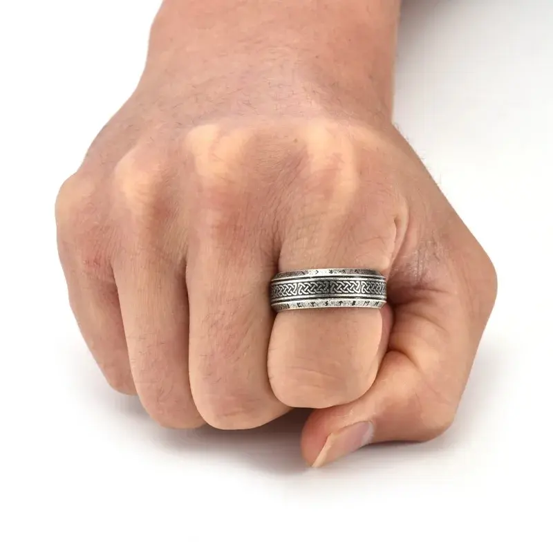 Stainless Steel Viking Runes Ring | Vintage Nordic Celtic Knot Odin Amulet Jewelry for Men & Women | Durable & Stylish Statement Piece