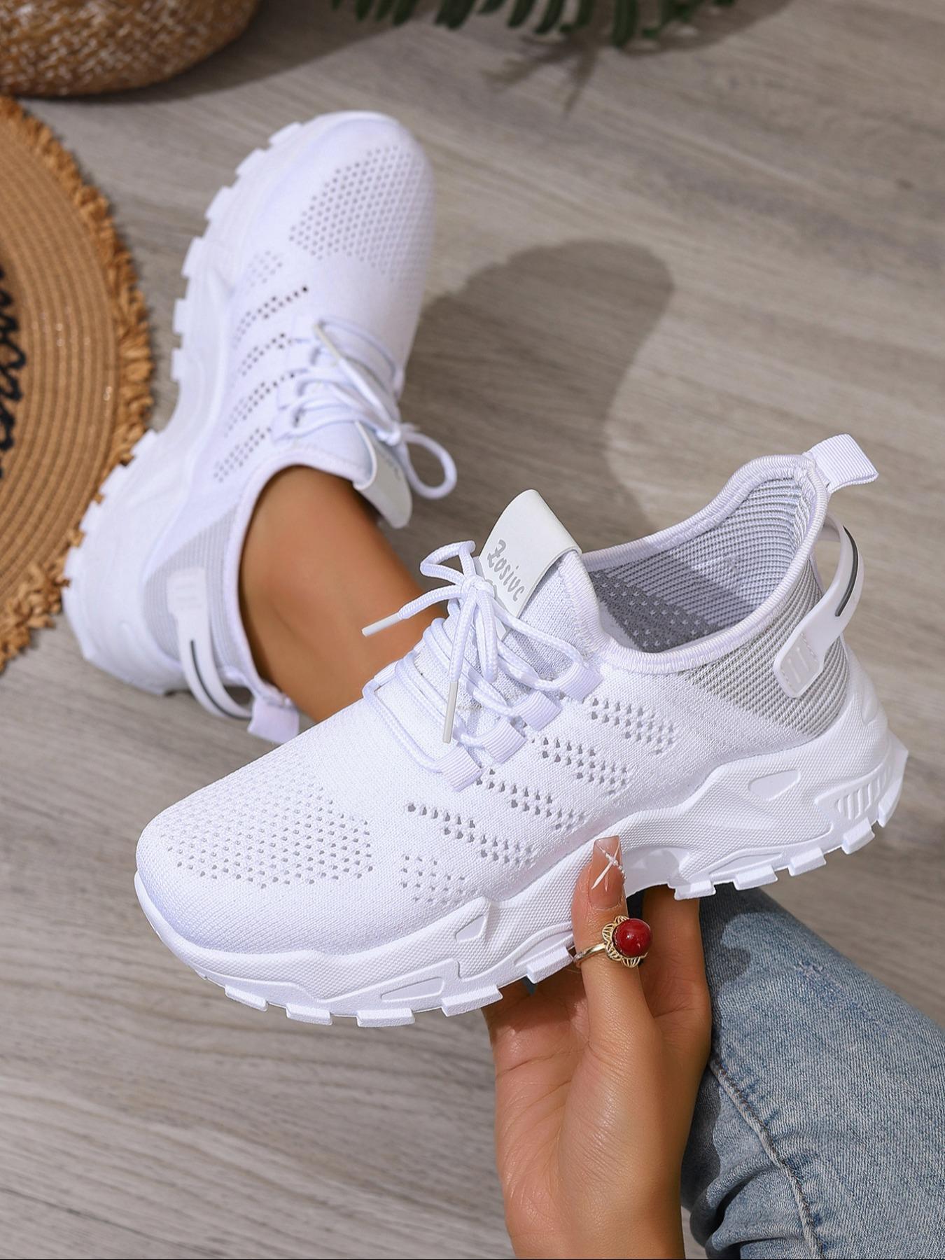Women's Fashionable Lace Up Low Top Sneakers, Casual Comfortable Breathable Sports Running Shoes, All-match Basic Shoes for Daily Wear, Casual Running Footwear
