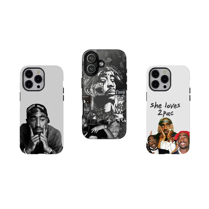 2Pac Tupac Shakur Legend Rapper Collage Phone Case,Aesthetic durable phone Cover,for iPhone 17 16 15 14 13 12 11 8 7 for Samsung Series,Shockproof Protective Dual-Layer design phone case,trending phone Cover,perfect gift