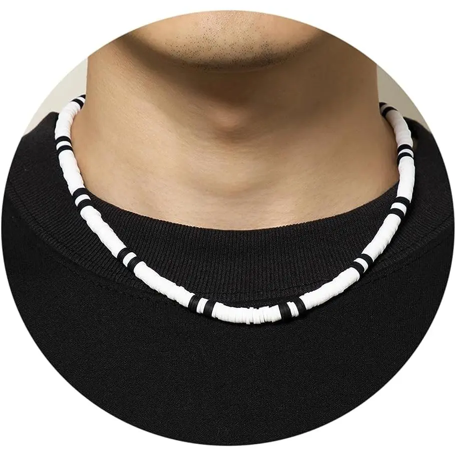 MIFYNN Men's Surfer Beaded Choker Necklace, Brown Coconut Wood & Puka Shell Design, Chain Jewelry Necklaces, Beach Fashion Accessory Gift, Men's Beach Wear