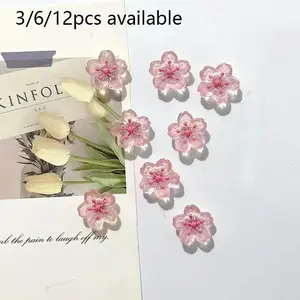 Cherry Blossom Shaped Fridge Magnet, 3/6/12 Counts Cute Decorative Flower Magnets for Office Whiteboard, Locker, Dishwasher, Kitchen and Home Decoration