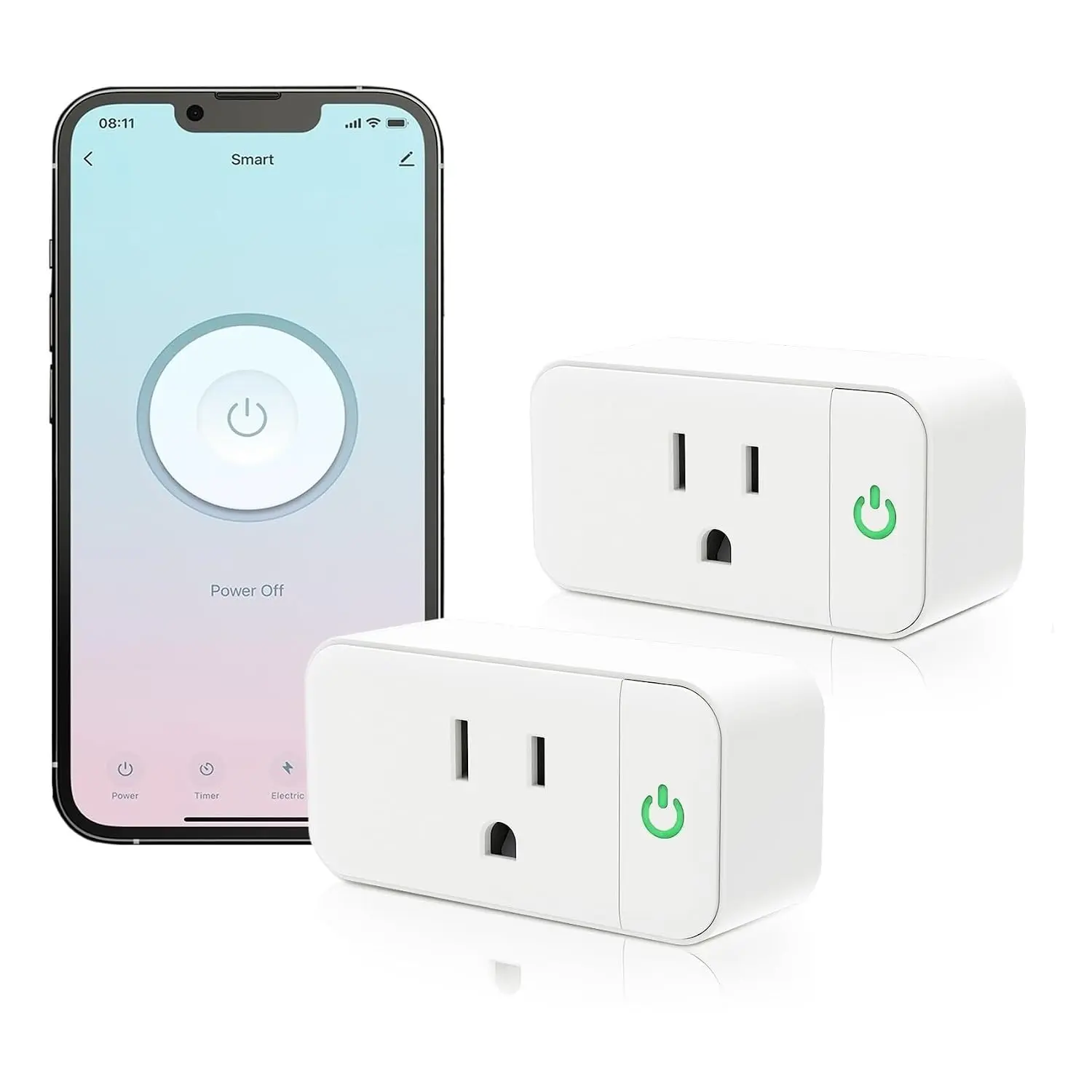 Mini  Plug, Alexa &  Assistant, 15A 2.4G WiFi, ETL&FCC, 2 Pack |  WiFi Outlet with Timer & Group Controller, No Hub Required, White