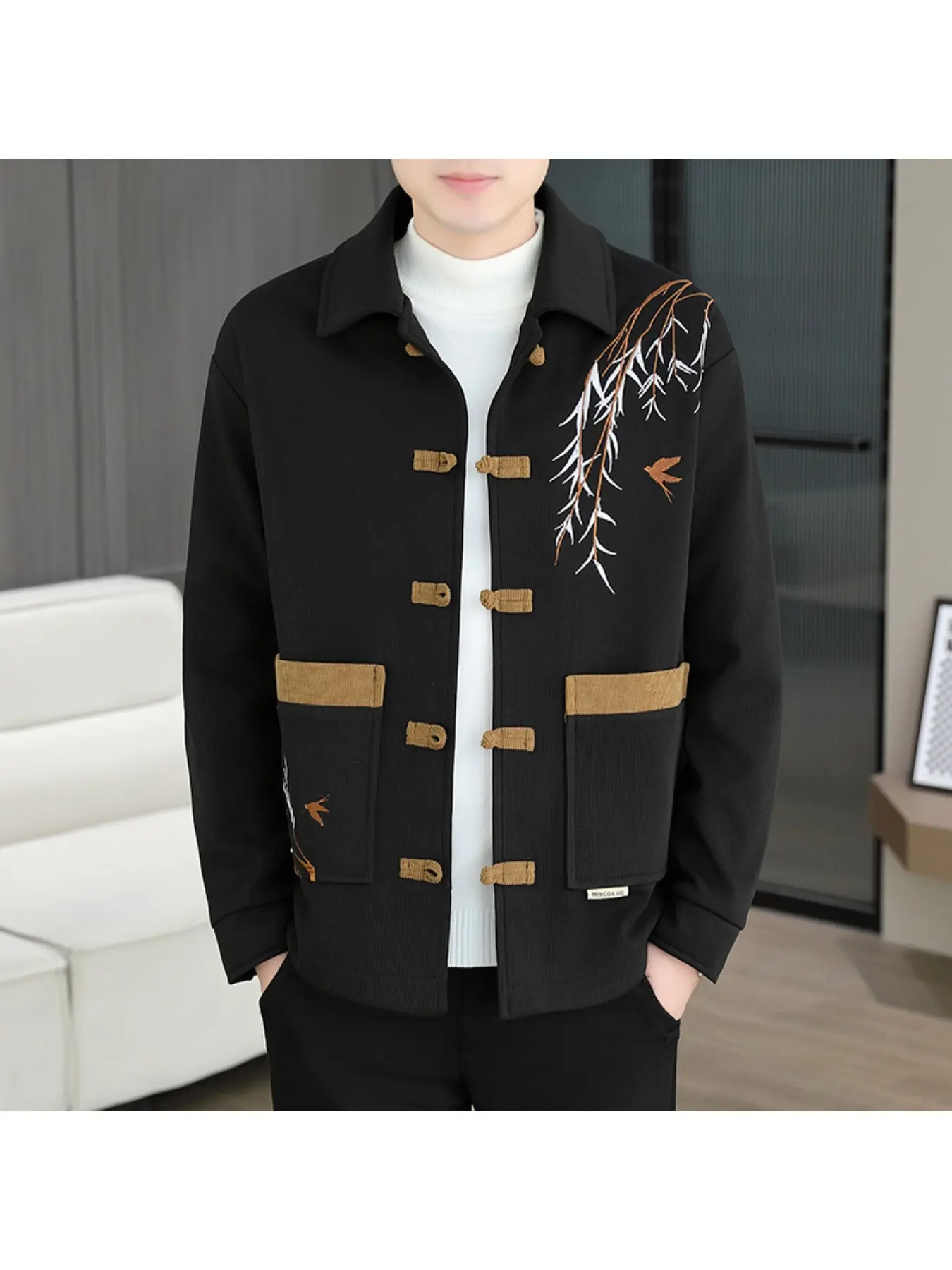 Men's Solid Color Long Sleeve Lapel Jacket, Loose Fit Wind Resistant Casual Outerwear, Classic Business Commuter Coat, Trendy Daily Street Fashion Top for Men warm, windproof, wrinkle resistant, loose fit, business commuter, streetwear