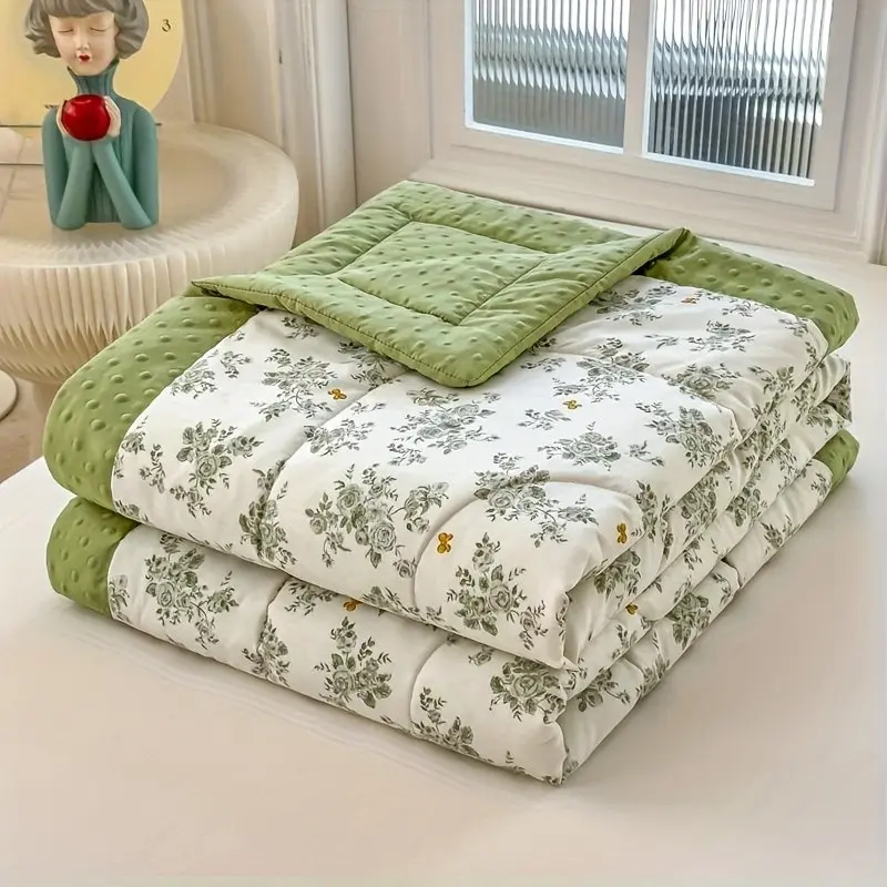 1pc Lightweight cooling, Breathable summer quilt - ultra soft blanket, with Floral Prints, Suitable for Hot Sleepers, Polyester, Reverse bean velvet, Machine Washable Quilted, All Season Bedding, Suitable for Bedroom, Living Room #GLOBAL PICKS