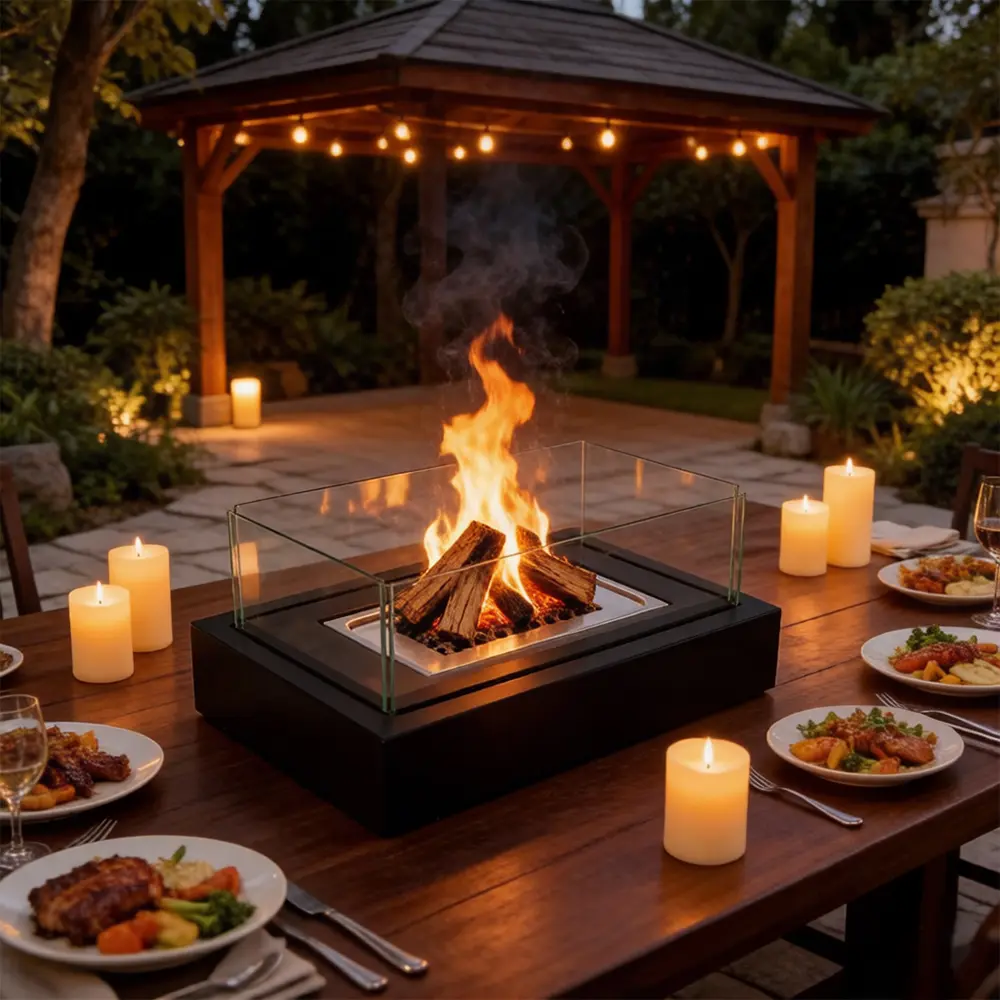 Tabletop Fire Pit with Smores Maker Kit Portable Indoor/Outdoor Mini Small Fireplace Table Top Decor Home Patio Balcony Backyard Gifts for Women Mom Her Wedding Mothers Day Housewarming Birthday Gift