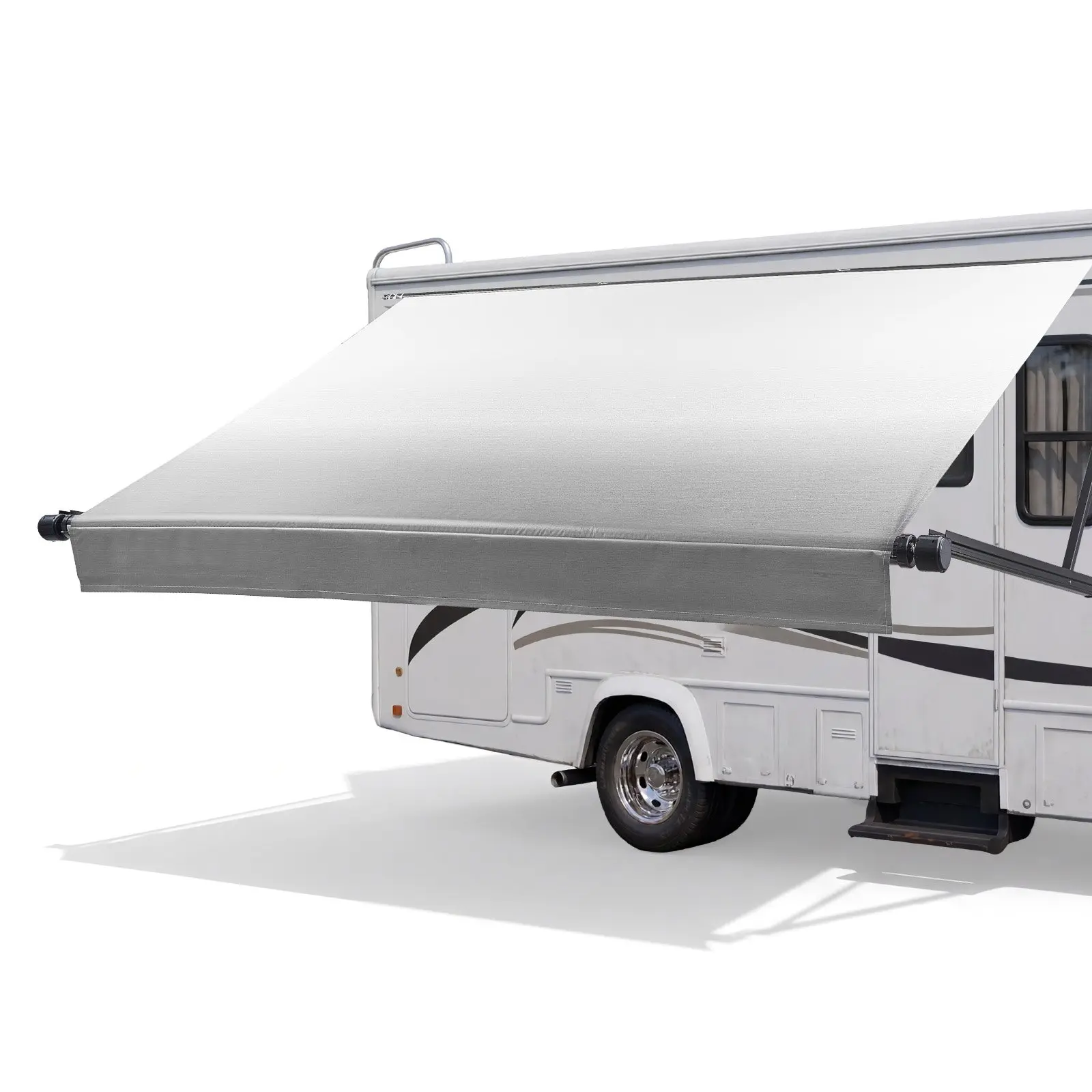 VEVOR Motorized RV Awning Complete Kit, 17.06FT Electric Retractable RV Awning with Aluminum Alloy Frame Waterproof Fabric, Outdoor Camping Trailer Awnings Fit Most RVs (17FT Type, Gradient Gray)