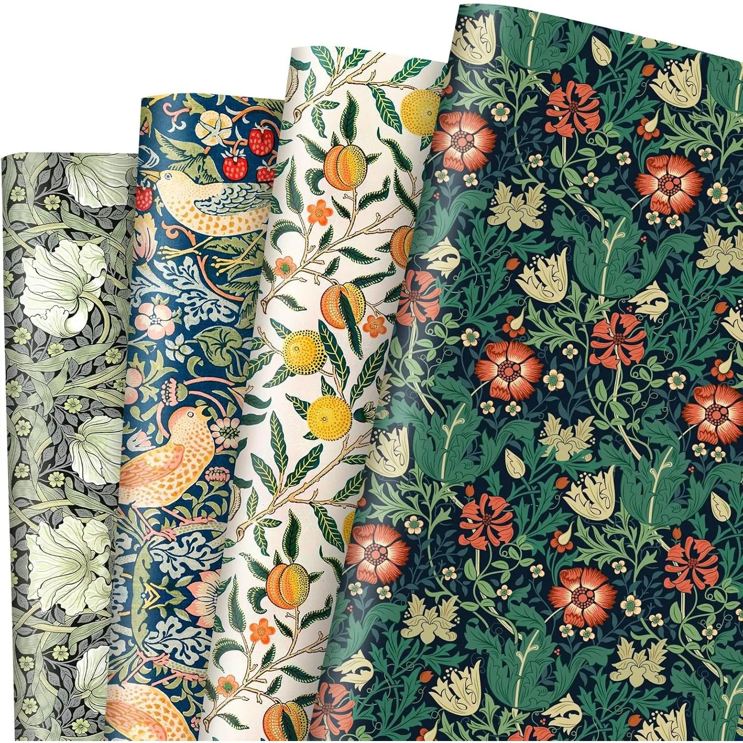 12 Sheets Retro Floral Folded Flat Wrapping Paper - Not Rolled - Large Size Modern Crafting Aid for DIY Users, 19.7x27.6in Office Stationery for Wedding, Birthday Gifts