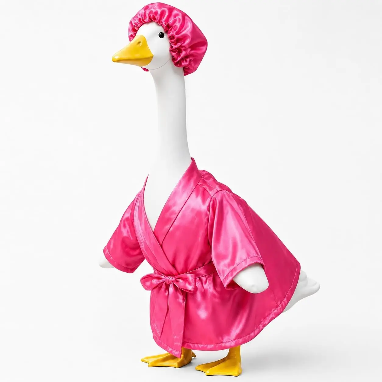 Porch Goose Outfit for 23 Inch Concrete Cement Goose Statue | Lady Bathrobe Goose Clothes Set with  Bathrobe & Shower Cap, Summer Goose Costume for Lawn Yard Garden Patio Decor