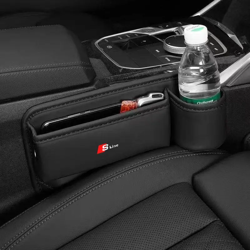 Car Seat Gap Organizer Multifunction Console Crevice Filler Side Storage Box with Cup Holder For Audi Sline A6 C5 C6 C7 C8 A4 B5 B6 B7 B8 B9 S3 S4 S5 Q3 8U Q5 8R