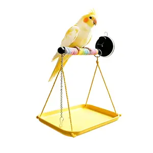 Parrot Suction Cup Stand, No Drilling Design, Training Platform for Birds, Interactive Training Station, Anti-Flight Chain, Prevents Escape, Interactive Elements