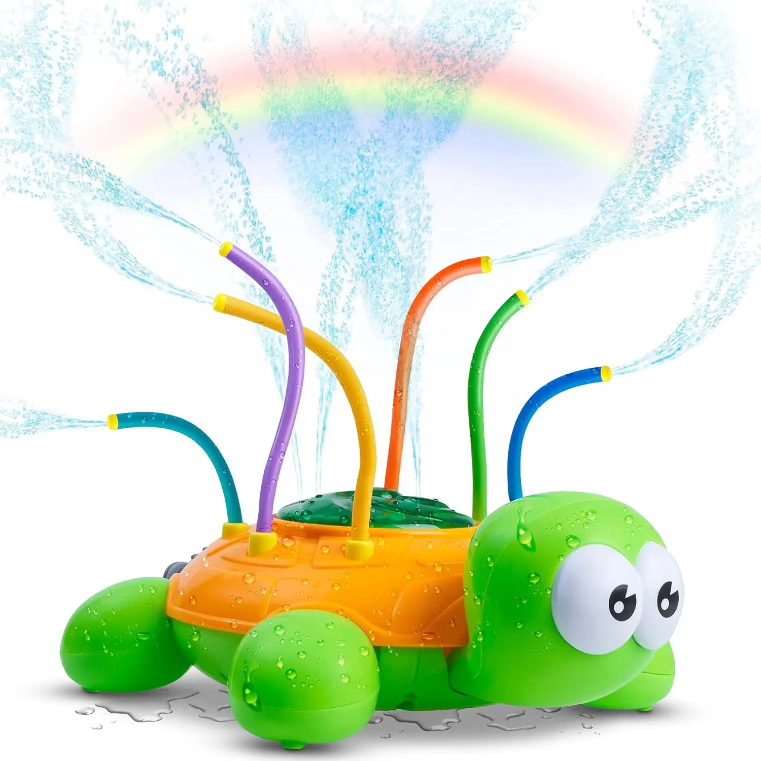 Water Sprinkler for Kids, Toddler Outdoor Toys - Backyard Spinning Turtle Sprinkler Toy, Summer Splashing Fun Toys, Sprays Up to 8ft High, Attaches to Garden Hose for Outdoor Backyard Play