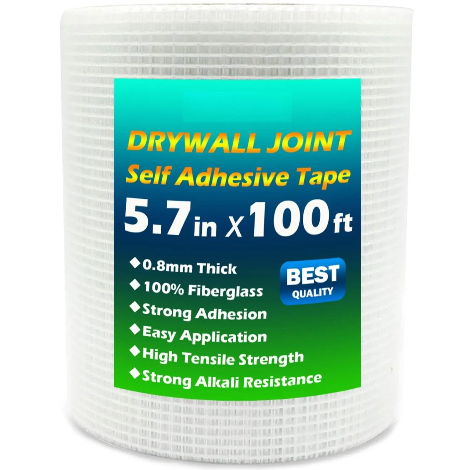 Fiberglass Drywall Mesh Tape 5.7in x 100ft Self-Adhesive | 13 Mesh  Fiberglass heavy duty tape, ideal for repairing wall cracks, drywall seams and ceiling patches
