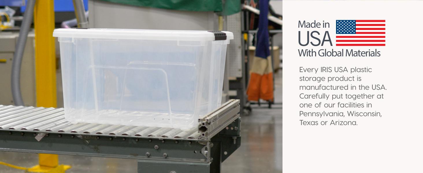 144 Qt Stackable Plastic Storage Bins with Lids, 3 Pack - BPA-Free, See-Through Organizing Solution, Latches, Durable Nestable Containers, Secure Pull Handle, Made in USA - Clear Boxes Organiser