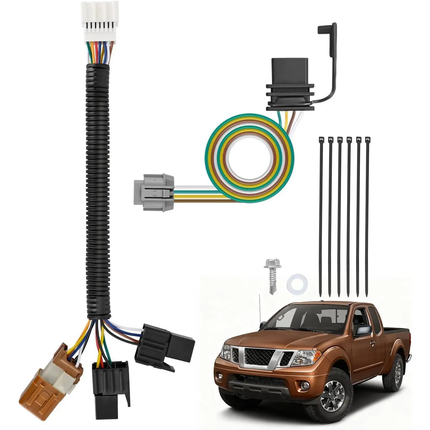 Nlilght 4 Pin Trailer Wiring Harness Kit 56225 Custom for 2005-2025 Nissan Frontier 2005 2006 2007 2008 2009 2010 2012 2013 2014 2015 Xterra 2005-2012 Pathfinder 2009-2012 Suzuki Equator
