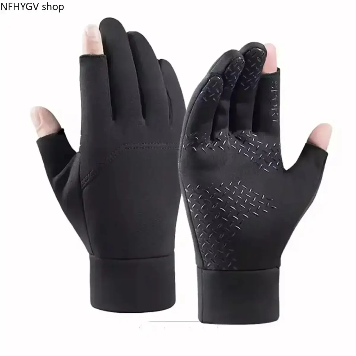 Unisex Plain Knit 2-Finger Cut Winter Warm Gloves, Anti-Slip Touch Screen Compatible Thermal Hand Gear, Knitted Hand Accessory For Cold Weather Fishing Cycling Outdoor Use