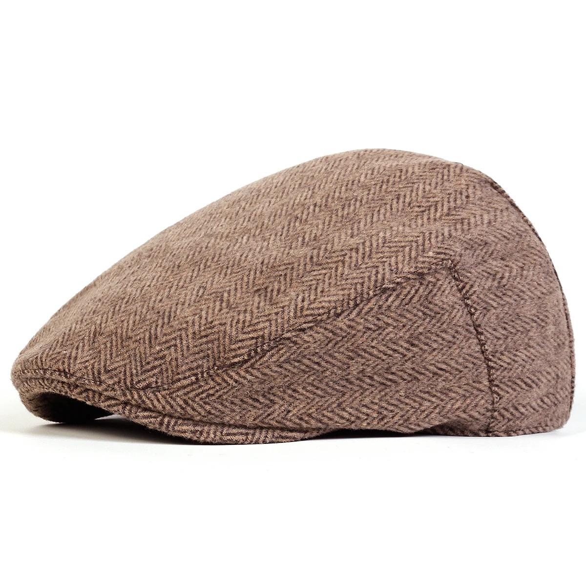 Unisex Furry Herringbone Grid Newsboy Caps British Painters Hats Spring Winter Flat Peaked Cap Hip Hop Berets