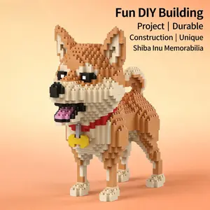 Shiba Inu Theme Micro Mini Blocks, DIY Animal Puzzle Toy, 3D Puzzle, Realistic Design, Abs Material, Multiple Styles, Gift Idea