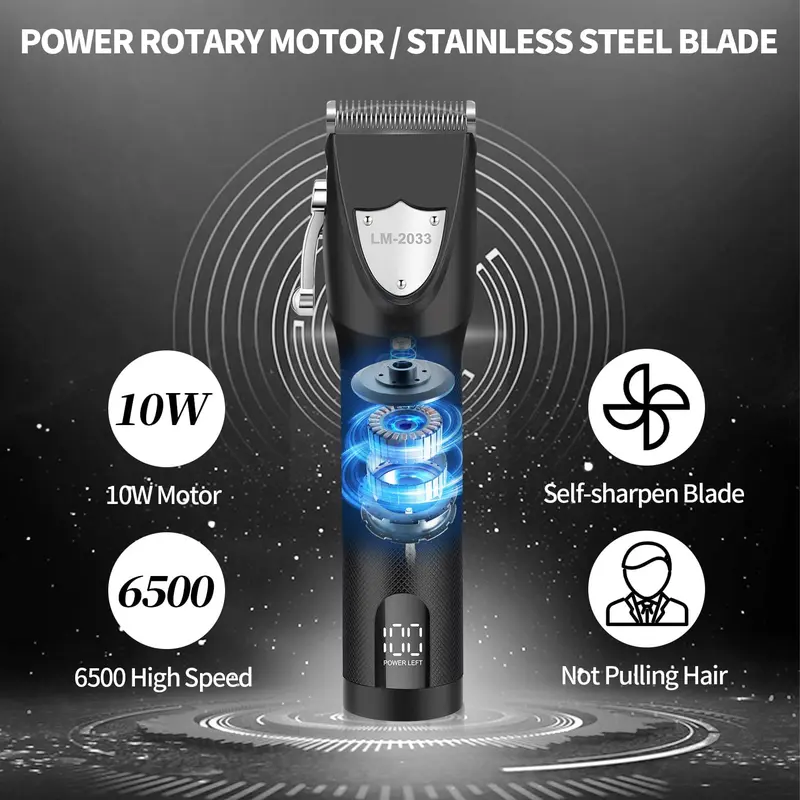 Product Introduction of Electric Hair Trimmer, 1 Set Multifunctional Portable Rechargeable Hair Trimmer Shaver for Men, Hair Clipper with Display, Hair Clippers Set 15