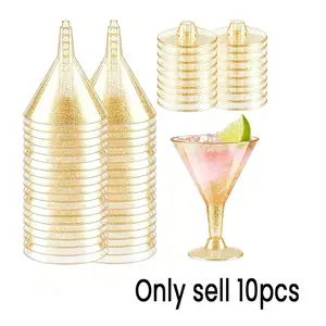 10 Pcs Plastic Martini Cups, Shatter-Resistant 6.3oz Plastic Martini Glasses, Ideal for Weddings, Birthdays, Parties, Valentine's Day, Mother's Day, New Year