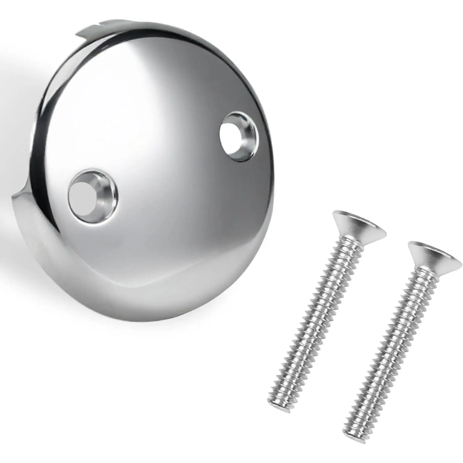 Two-Hole Bathtub Overflow Drain Cover, 3-1/8" Plated Chrome Bathtub Drain Stopper with Two Matching Screws, Fits Most Standard Bathroom Tub