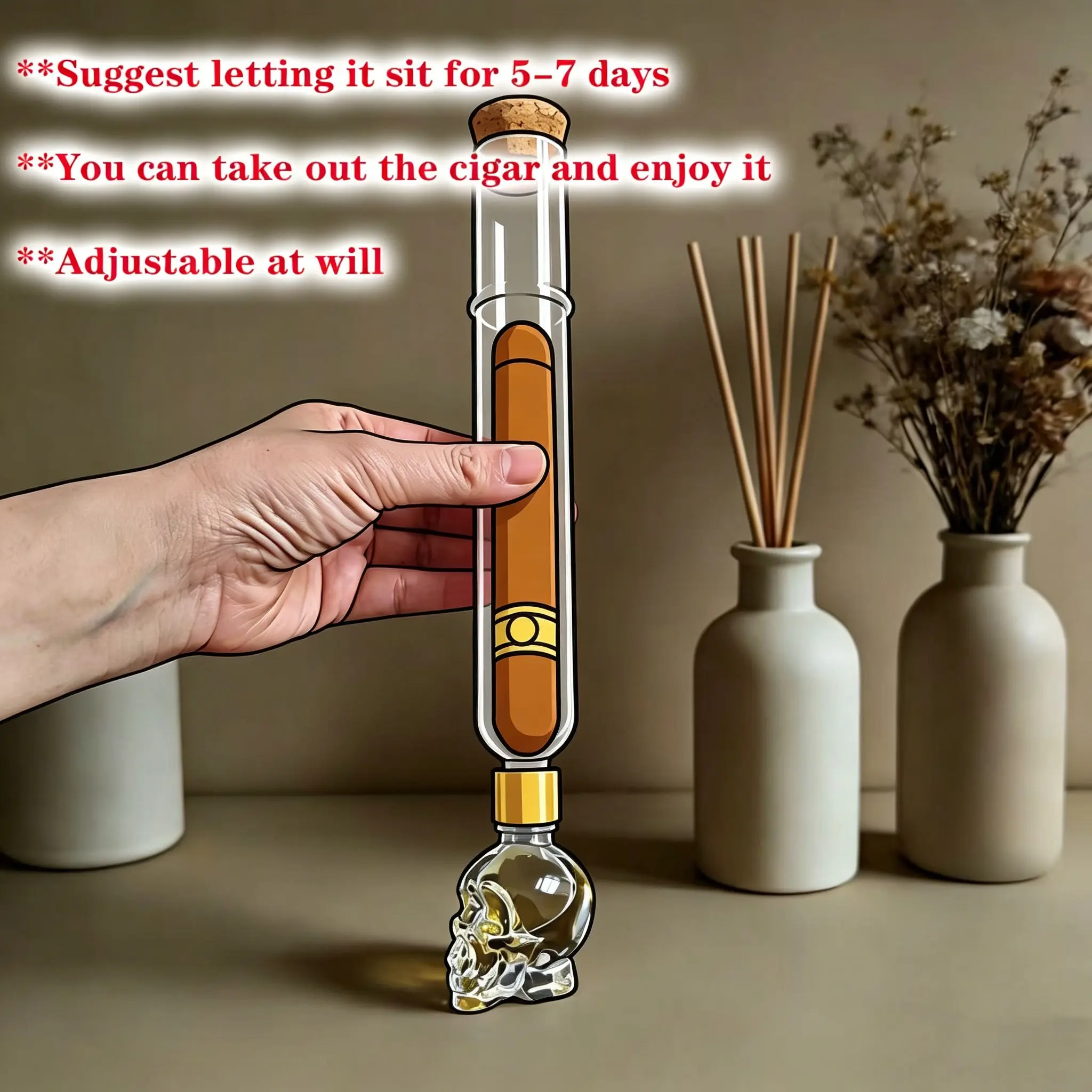 Unique Scented Glass Tube, Moisturizing Aged Glass Care Set, Humidifier Kit with Base and Cork, Elegant Stand, Handmade, High-Quality Material, Fragrance, Home Fragrance Products