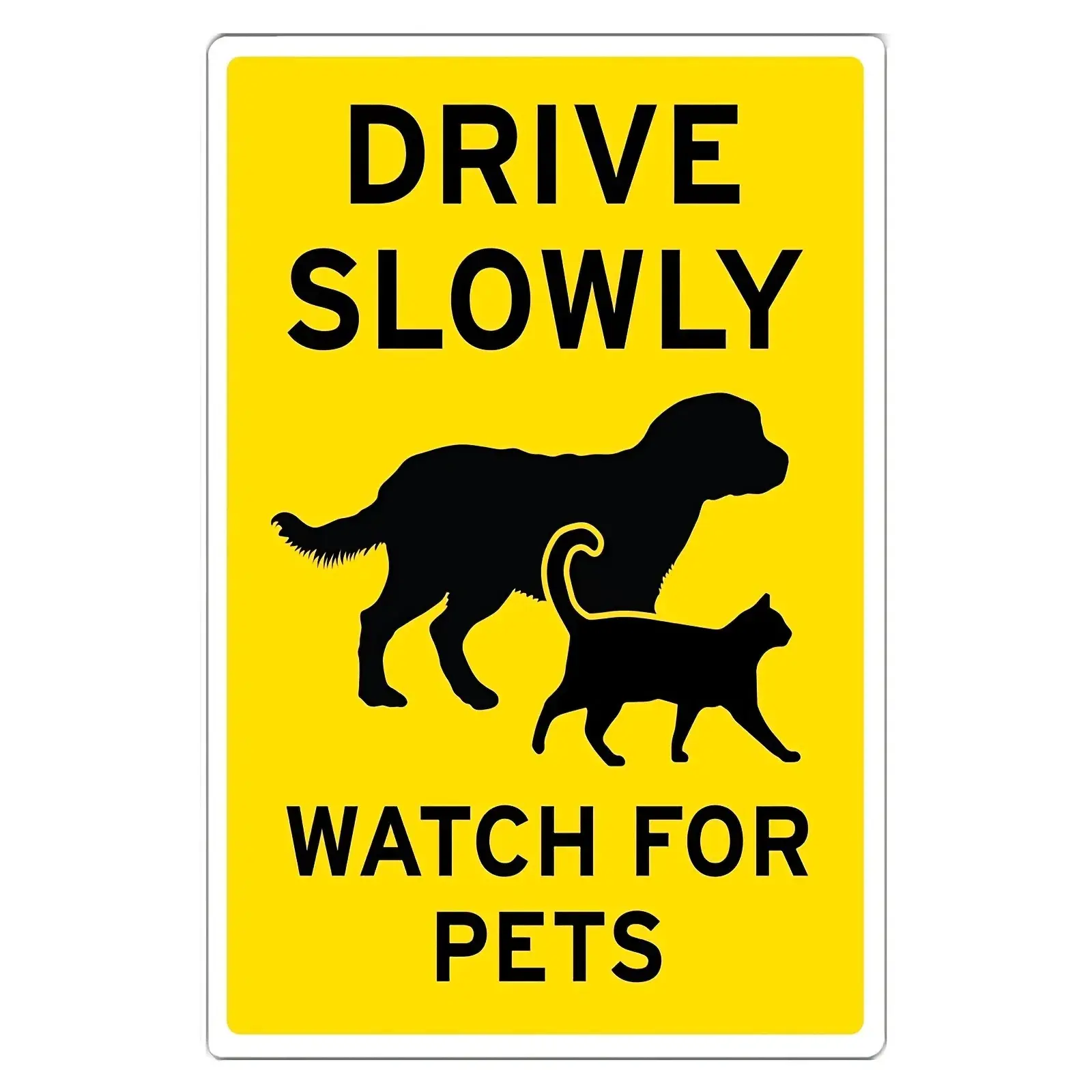 Drive Slowly Watch For Pets Sign Vintage Warning Metal Sign Animal Warning Road Safety Sign 8x12 Inch
