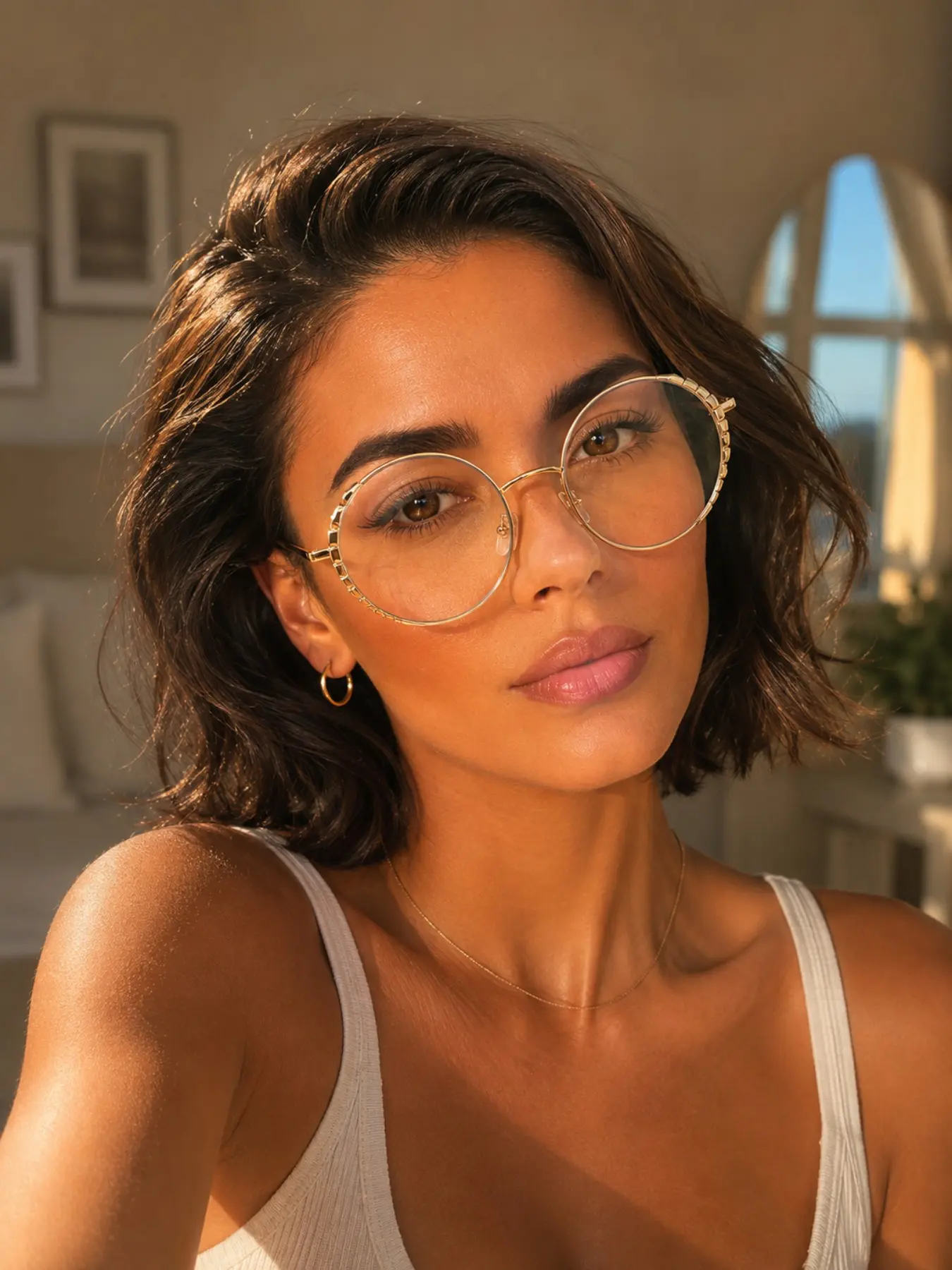 Vintage Boho Metal Glasses Frame, Round Design, Lightweight Non-Color Changing, Unisex All Seasons Fashion Accessory