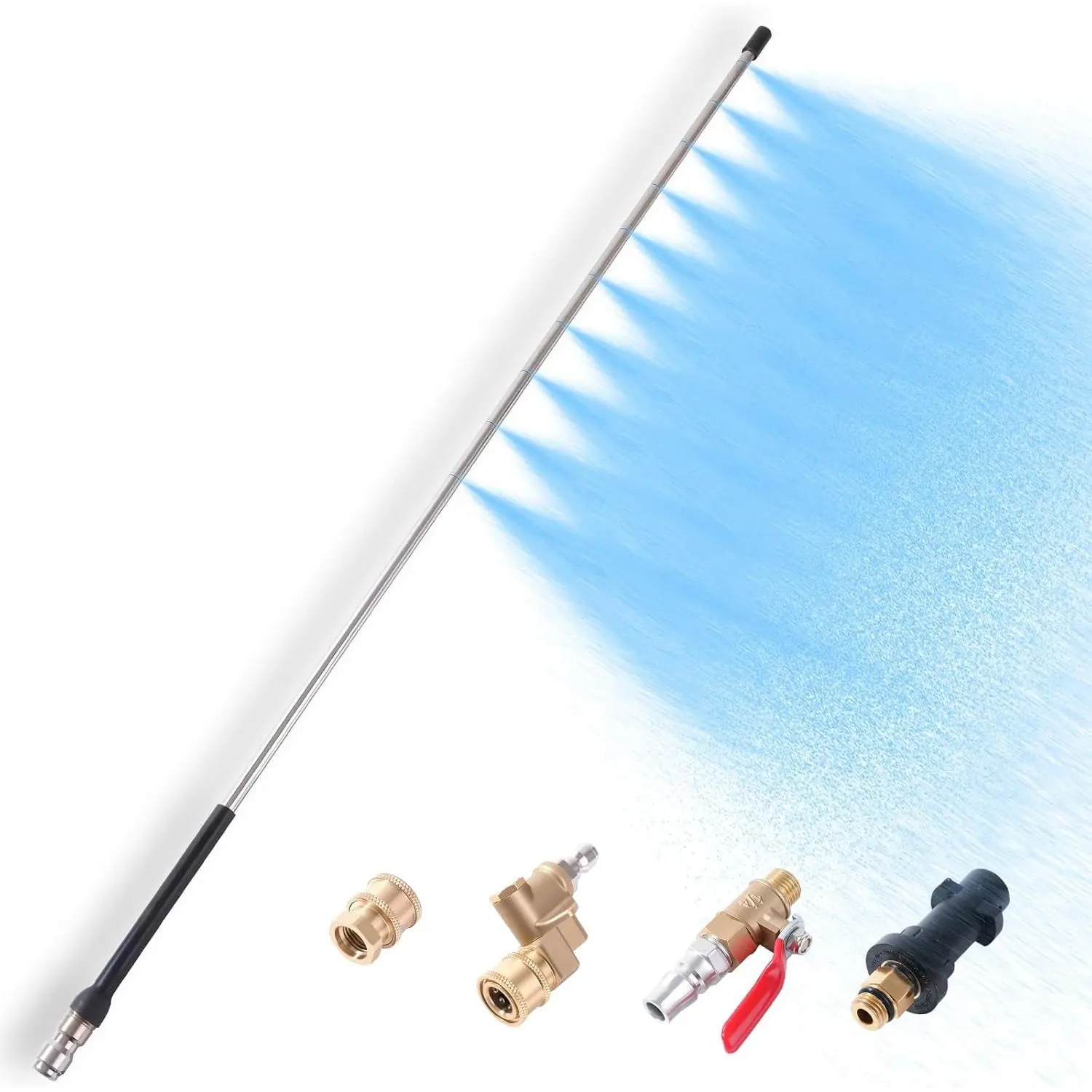 24 in Radiator Cleaner Wand - 4500 PSI Stainless Steel Radiator Cleaning Tool with 180° Swivel Joint & 10 Linear Outlets - Protect Radiator Fins & Prevent Engine Overheating for Car, SUV, AC