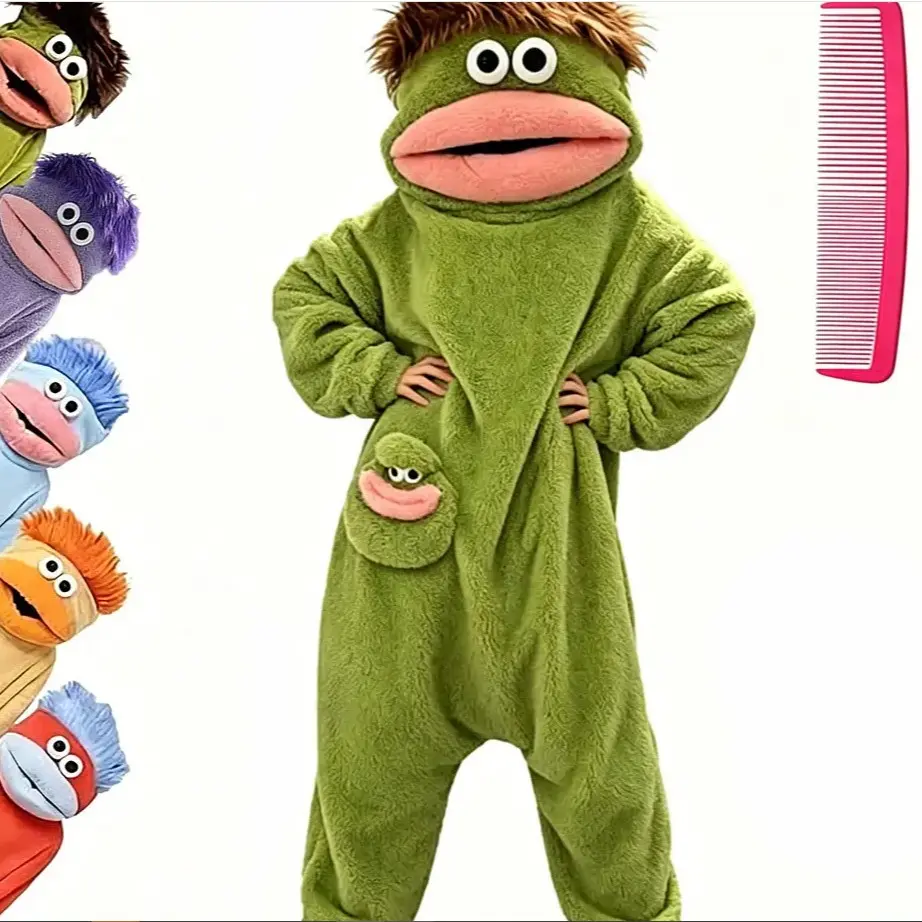 Big Mouth Monster Wearable Blanket Costume, Coral Color Fish Mouth Monster Onesie, Unisex Fall Winter Thick Warm Abstract Cute Coat, Comfortable Home Wear, Outfit