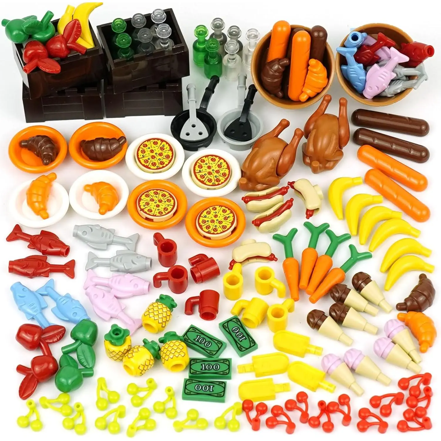 City Food Accessories - Building Block Friends Animals Bricks, People House Kitchen Farm Restaurant MOC Pieces Parts, Classic Party Favors Toys for Boys Girlsfidget toys
