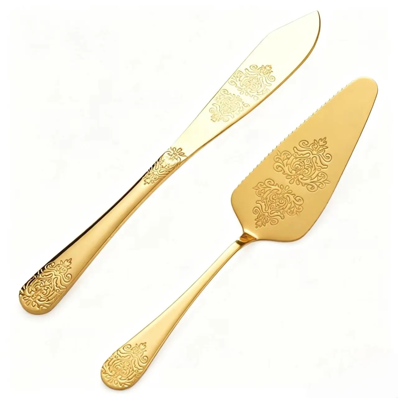 2-Piece Food-Grade Stainless Steel Cake Knife Set, Smooth Non-Stick Cream, Birthday Party Dessert Cutter, Event Baking Tools
