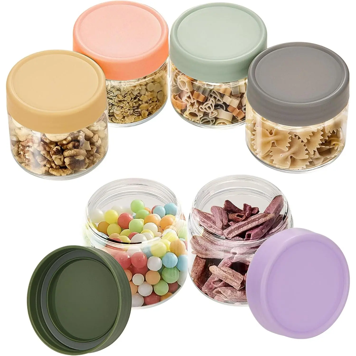 6-Pack Thick Glass 2oz Mini Mason Jars with  - Airtight Condiment Containers, Salad Dressing Cups & Sauce Bottles for Lunch Box, Travel, Pantry Storage ﻿