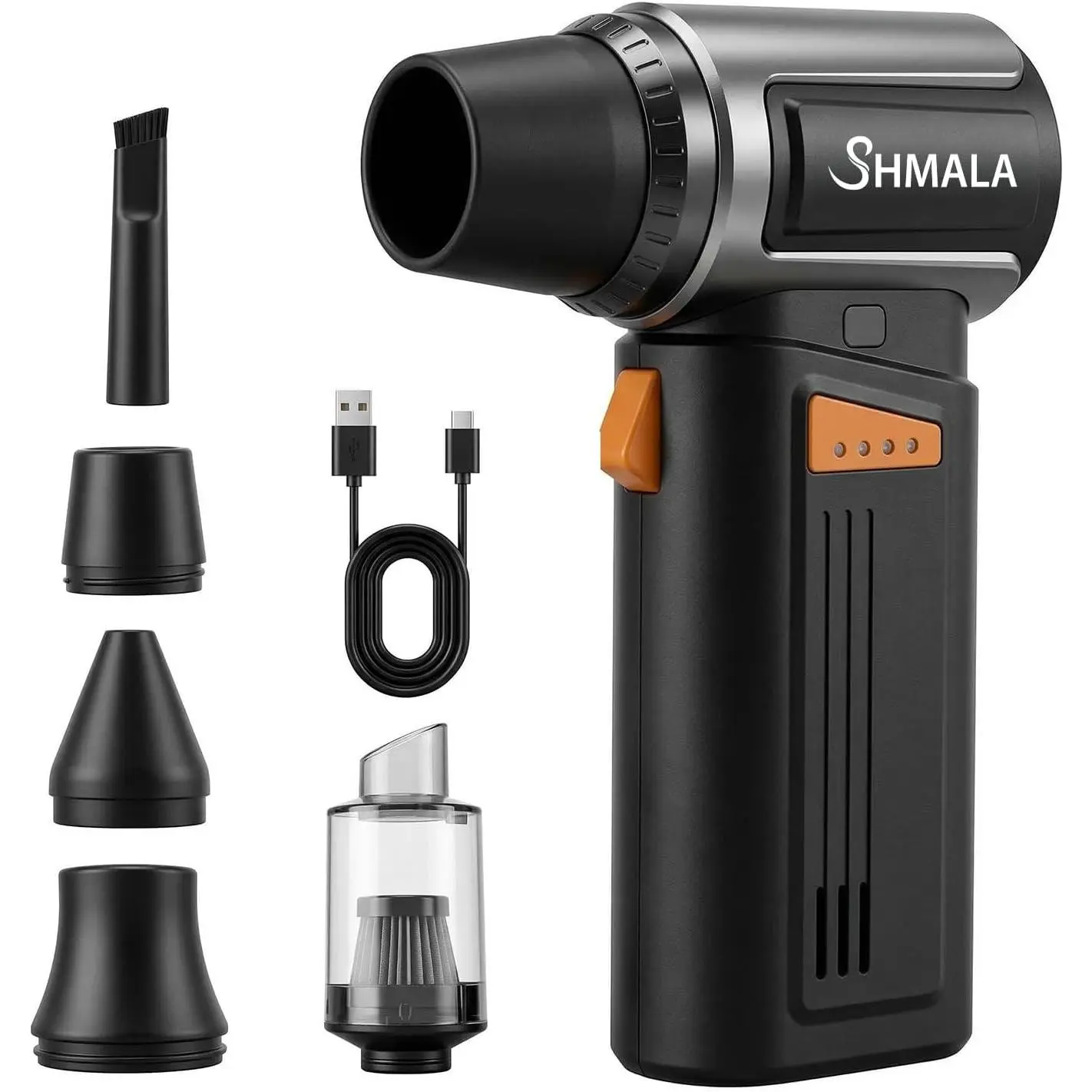 150000RPM 2-in-1 Electric Air Duster & Mini Vacuum, Cordless Compressed Air Blower with 4-Speed MAX Turbo, Type-C Fast Charging, 4 Nozzles for PC Keyboard Car Home CleaningGift.