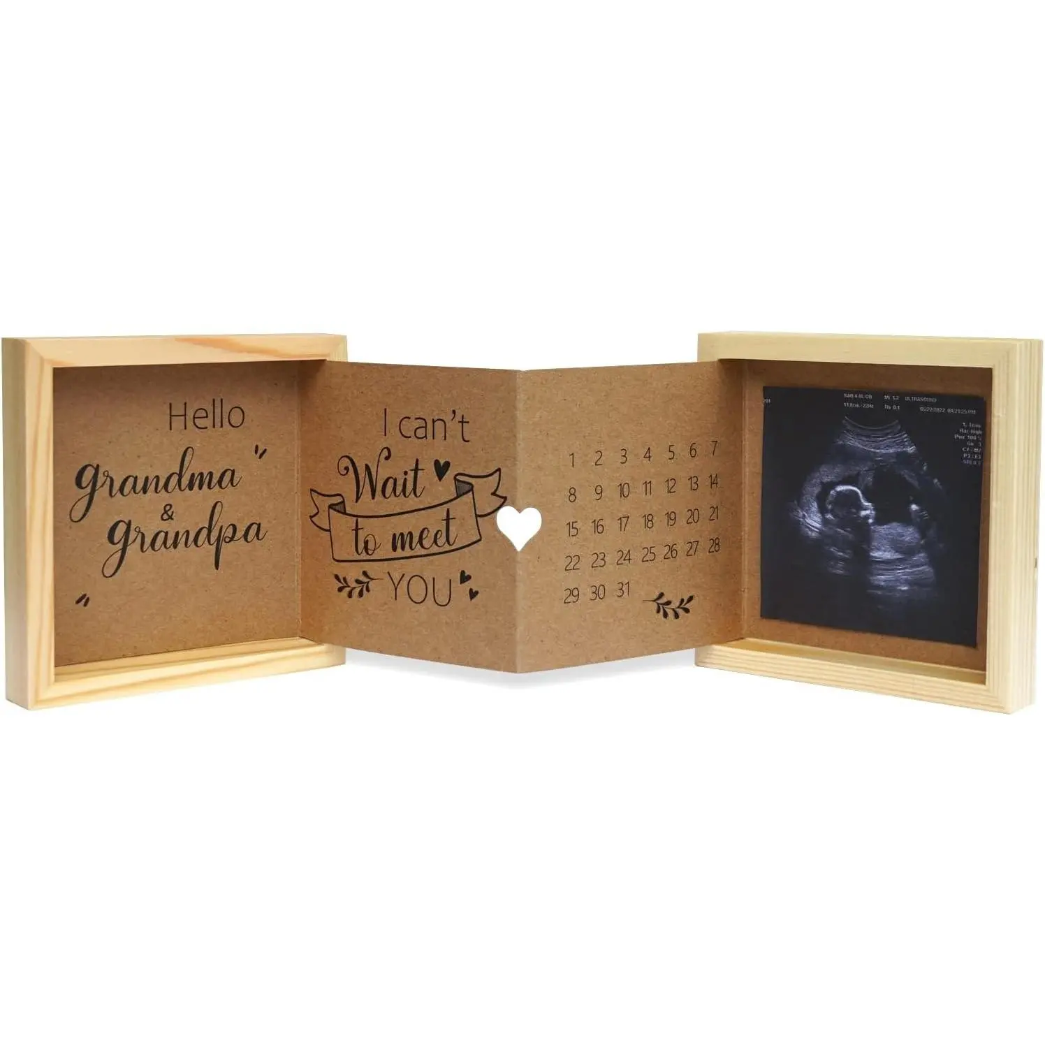 Pregnancy Announcement Sonogram Picture Frame Wooden Keepsake Box - First Time Grandparent GiftGift