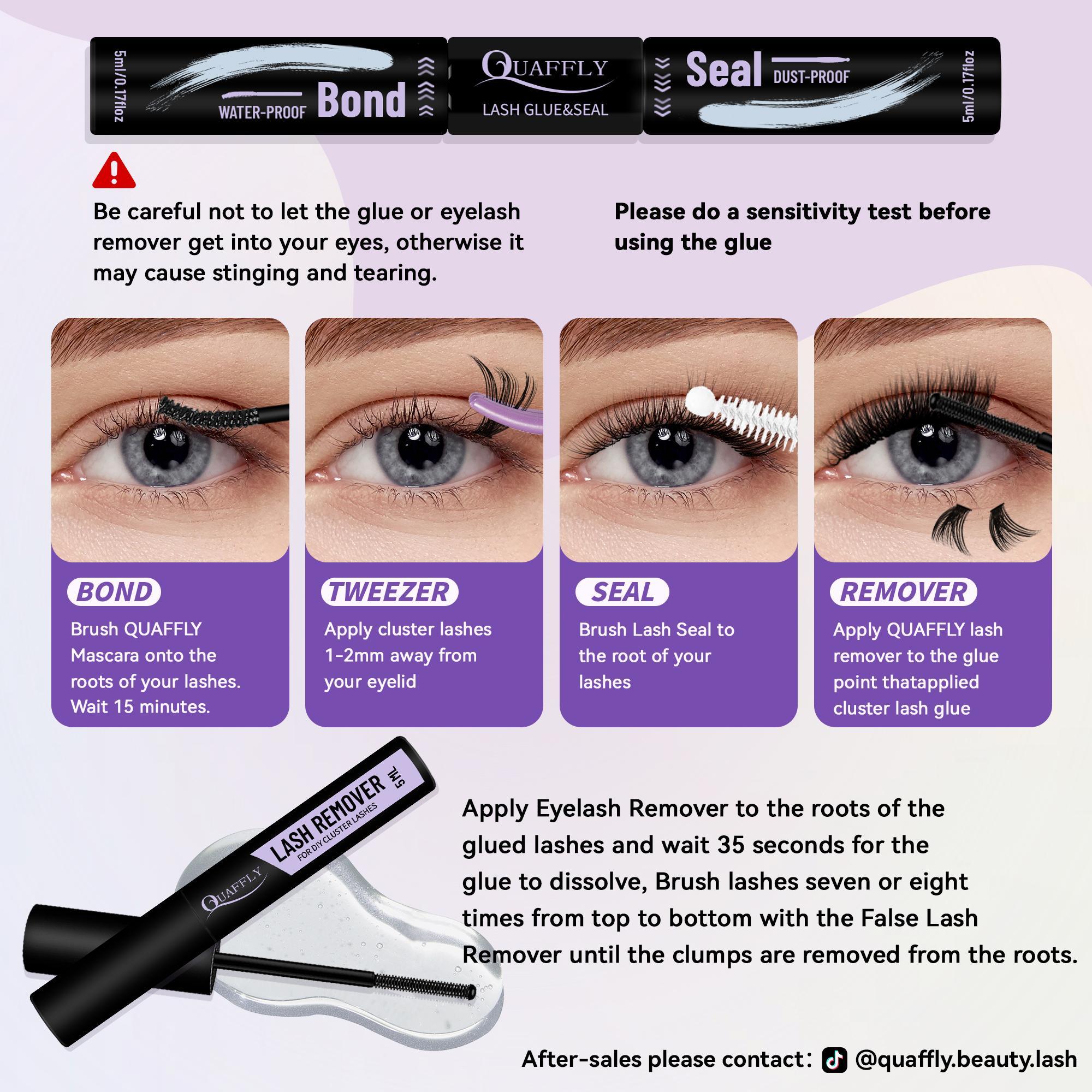 Mixed-Length False Eyelashes Eyelash Extensions Kit with Bond & Seal, Remover, Tweezers & Eyelash Curler, 1 Box Natural-Look, Self-Grafting Eyelash Clusters #TOP PICKS