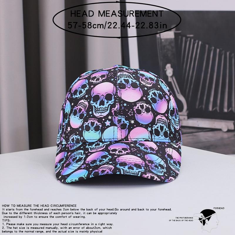 New cross-border Halloween baseball cap, outdoor casual sun hat for women, fashionable and versatile, popular printed duckbill cap