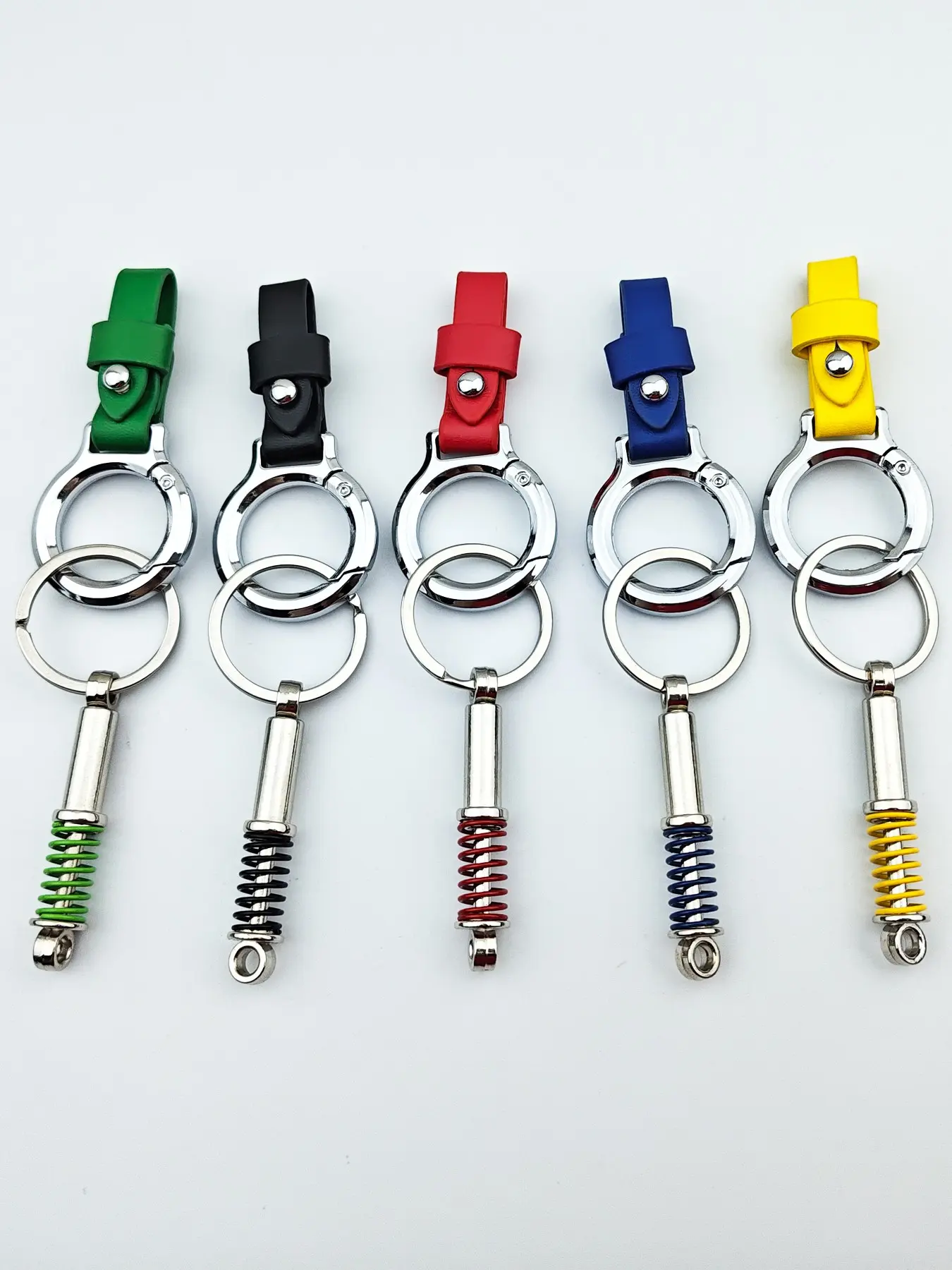 Creative Colorful Car Replica Keychain, Shock Absorber, PU Leather Quick Release, Zinc Alloy Short Car Key Chain, Car Modification Gift