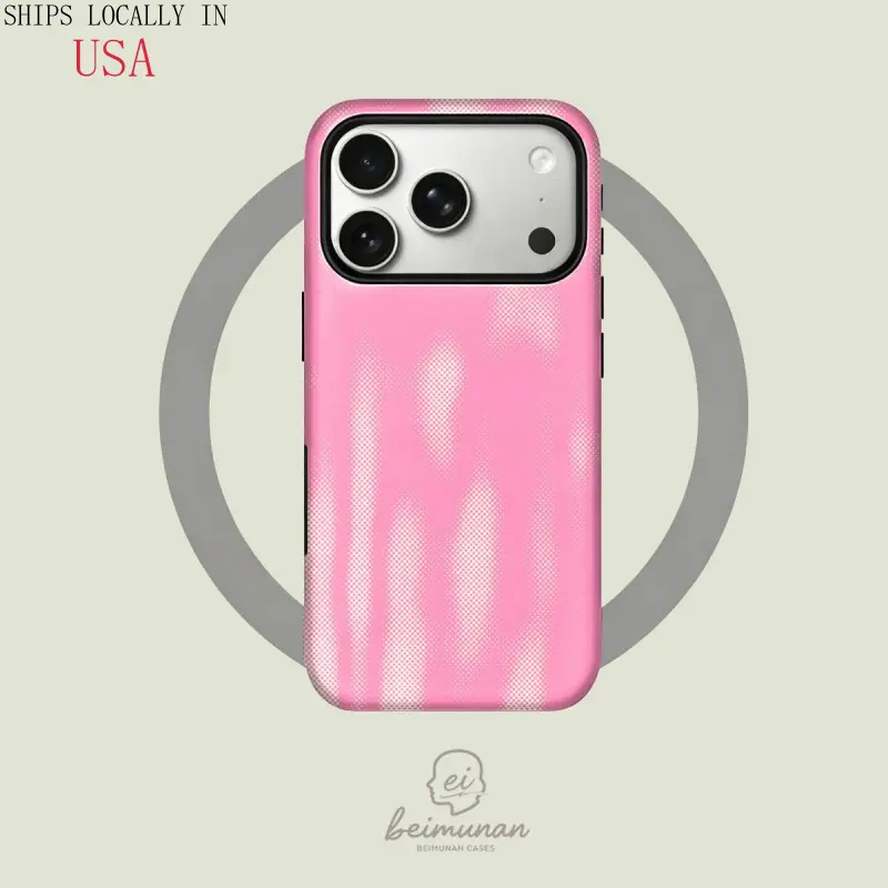 [MagSafe Case]Y2K aesthetic pink halftone gradient pattern, durable 2-in-1 protective case, MagSafe compatible, suitable for iPhone 17/16/15/14/13/12/11 Pro Max/Plus/Pro, minimalist and stylish phone case, perfect birthday gift.