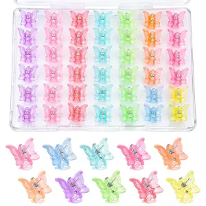 80Pcs Butterfly Hair Clips for Girls, 0.6Inch Mini Hair Clips In 10 Colors - 90s outfits for women - Small Barrettes Hair Accessories For Girls Toddlers kids With Storage Box, Tiny Claw Clips Bulk